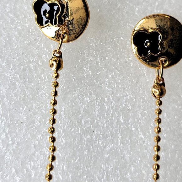 Black and Gold Drop Earrings - Picture 4 of 6